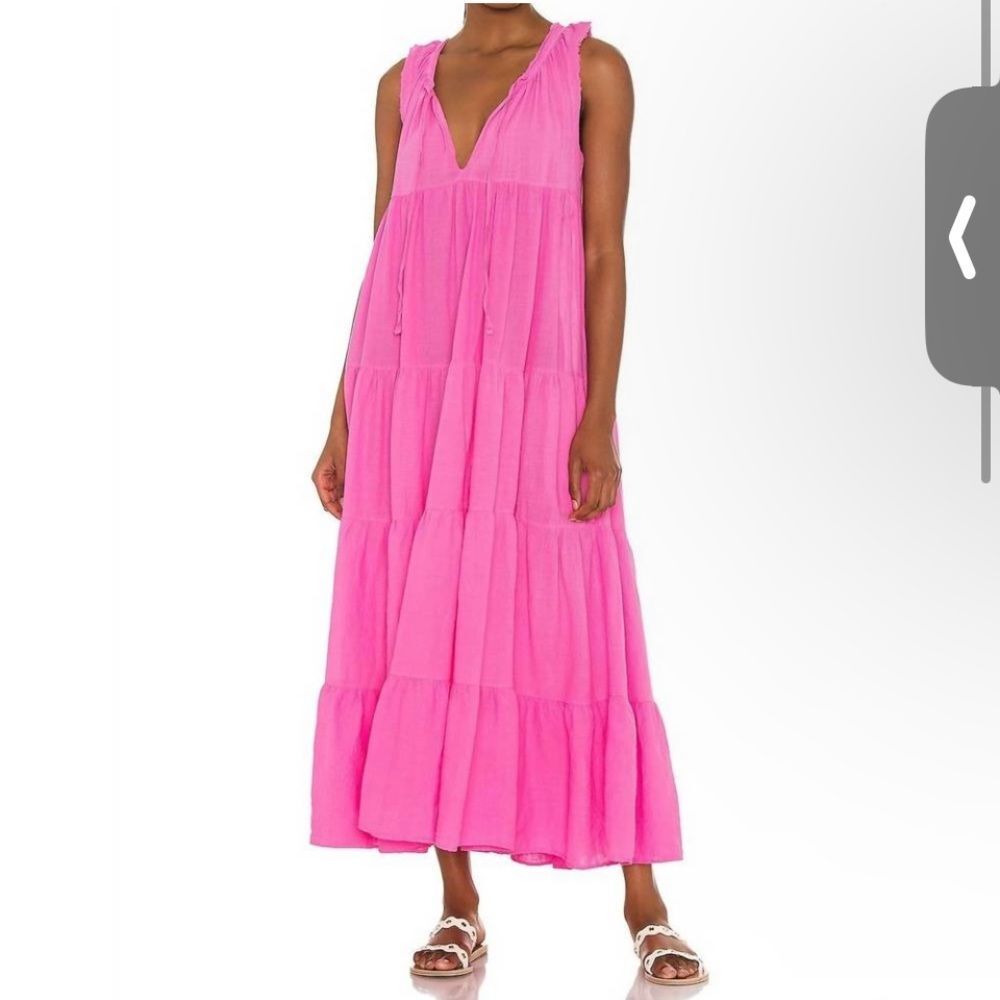 New 9seed lighthouse sleeveless beach maxi ruched peony beach dress